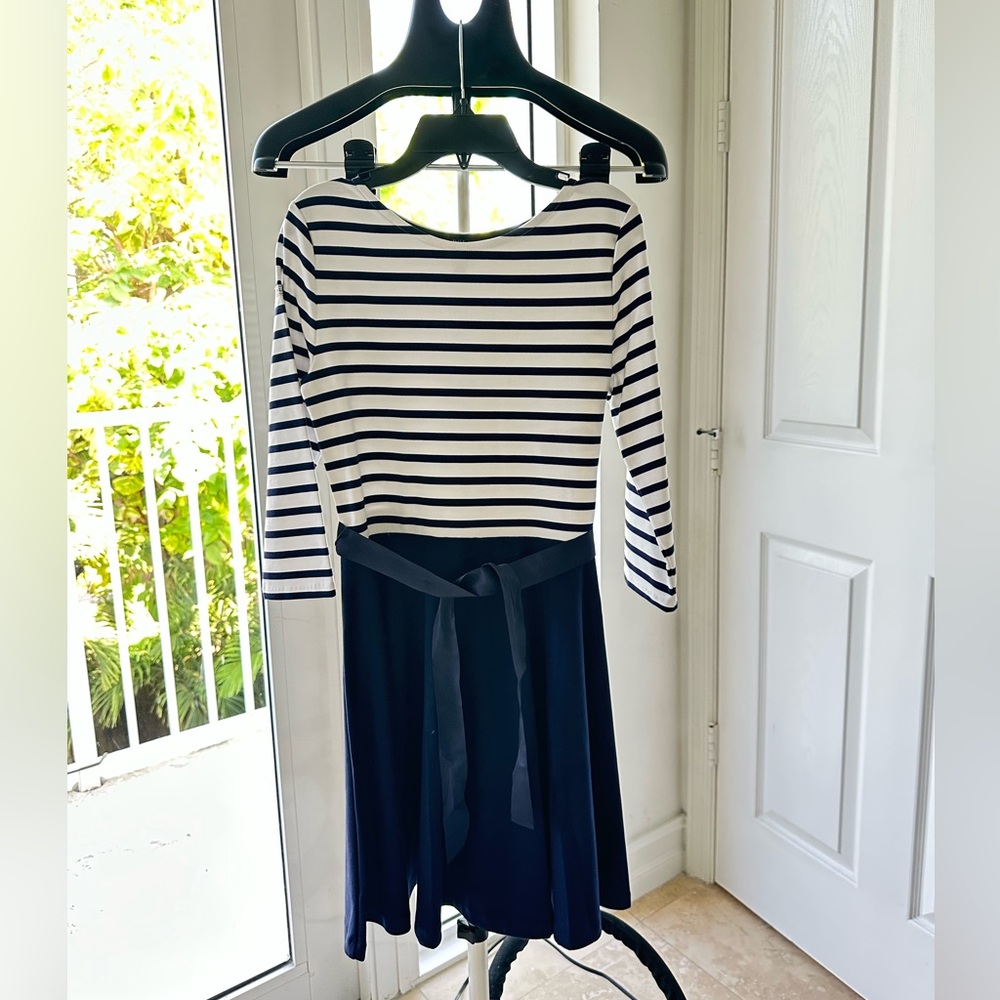 White and navy blue Polo dress